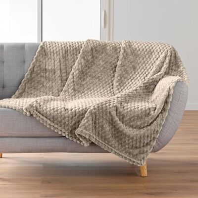Douceur d'Intérieur , 125 x 150 cm Mini Frosty Taupe Flannel Relief Blanket Plain Douceur d'Intérieur , 125 x 150 cm Mini Frosty Taupe Flannel Relief Blanket Plain