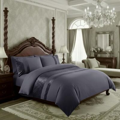 Casabella Luxury Crushed Velvet Panel Band Duvet Cover Sets with Pillow Case King Duvet Cover Bedding Set – Color Grey Crush Velvet King Duvet Cover Sets Casabella Luxury Crushed Velvet Panel Band Duvet Cover Sets with Pillow Case King Duvet Cover Bedding Set – Color Grey Crush Velvet King Duvet Cover Sets