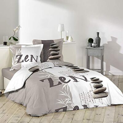 Douceur d'Intérieur 1641550 Zen Pebble Bedding Set with 2 Pillowcases Cotton Multi-Coloured 240 x 220 cm Douceur d'Intérieur 1641550 Zen Pebble Bedding Set with 2 Pillowcases Cotton Multi-Coloured 240 x 220 cm