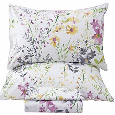 QSH Floral Queen Size Sheet Sets Yellow Wild Flower Botanical Pattern Egyptian Cotton Printed Bedding Sheets Set Queen Size Bed Extra Breathable 4pcs Queen Sheet Set Deep Pocket 17.5 QSH Floral Queen Size Sheet Sets Yellow Wild Flower Botanical Pattern Egyptian Cotton Printed Bedding Sheets Set Queen Size Bed Extra Breathable 4pcs Queen Sheet Set Deep Pocket 17.5