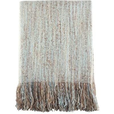 SARO LIFESTYLE Fringe Hem Faux Mohair Lightweight Throw Blanket, Aqua, 50"x60 SARO LIFESTYLE Fringe Hem Faux Mohair Lightweight Throw Blanket, Aqua, 50"x60