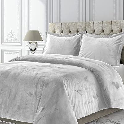 Tribeca Living VENICEDUVET Venice Velvet Oversized Solid Duvet Set,3pieces, King, Silver Grey Tribeca Living VENICEDUVET Venice Velvet Oversized Solid Duvet Set,3pieces, King, Silver Grey