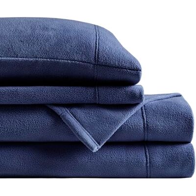 Philosophy True North Micro Fleece Bed Sheet Set, Warm, Sheets with 14" Deep Pocket, for Cold Season Cozy Sheet-Set, Matching Pillow Case, Twin, Navy, 3 Piece Philosophy True North Micro Fleece Bed Sheet Set, Warm, Sheets with 14" Deep Pocket, for Cold Season Cozy Sheet-Set, Matching Pillow Case, Twin, Navy, 3 Piece