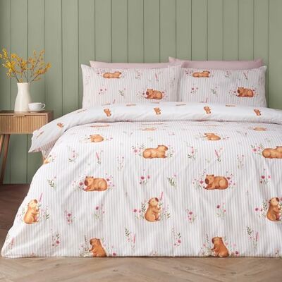 Catherine Lansfield Happy Capybara Reversible King Duvet Cover Set with Pillowcases Natural Catherine Lansfield Happy Capybara Reversible King Duvet Cover Set with Pillowcases Natural