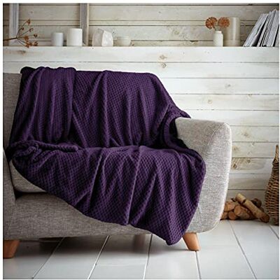 GC GAVENO CAVAILIA Waffle Popcorn King Throw � Soft Honeycomb Textured Blanket for Sofa and Bed Lightweight, Fluffy and Easy Care Bedspread Cosy, Warm Throw for All Seasons, Purple, 200x240 cm GC GAVENO CAVAILIA Waffle Popcorn King Throw � Soft Honeycomb Textured Blanket for Sofa and Bed Lightweight, Fluffy and Easy Care Bedspread Cosy, Warm Throw for All Seasons, Purple, 200x240 cm