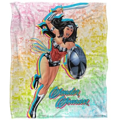 DC Comics Wonder Woman Comic Character Silky Touch Super Soft Throw Blanket 152 X 127 cm, White DC Comics Wonder Woman Comic Character Silky Touch Super Soft Throw Blanket 152 X 127 cm, White