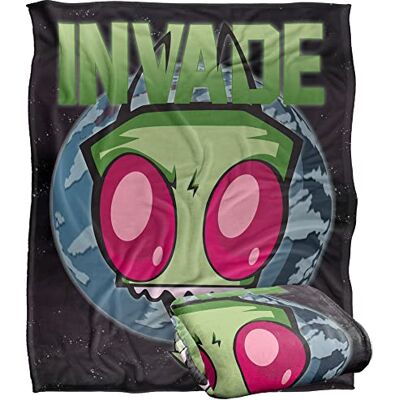 LOGOVISION Invader Zim Invade Silky Touch Super Soft Throw Blanket 152 X 127 cm, White LOGOVISION Invader Zim Invade Silky Touch Super Soft Throw Blanket 152 X 127 cm, White