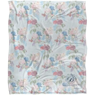 Bridgerton B Floral Silky Touch Super Soft Throw Blanket 152 X 127 cm, White Bridgerton B Floral Silky Touch Super Soft Throw Blanket 152 X 127 cm, White