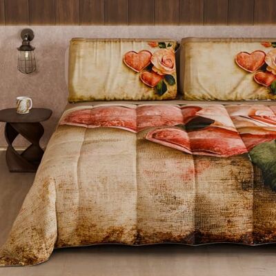 PETTI Artigiani Italiani Winter Quilt, Double Sided Double Duvet Plain and Digital Print, Shabby 04 332, 100% Microfibre, Made in Italy PETTI Artigiani Italiani Winter Quilt, Double Sided Double Duvet Plain and Digital Print, Shabby 04 332, 100% Microfibre, Made in Italy