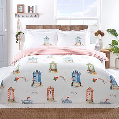 Rapport Home Beach Huts and Flying kites Microfibre Reversible Double Duvet Set Padstow 180 threadcount Duvet Cover Set Rapport Home Beach Huts and Flying kites Microfibre Reversible Double Duvet Set Padstow 180 threadcount Duvet Cover Set