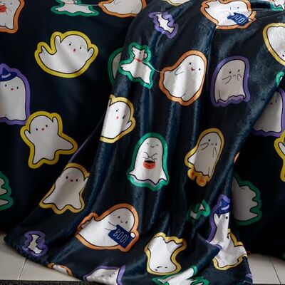 Catherine Lansfield Black Halloween Ghosts Throw - 130cm x 170cm Catherine Lansfield Black Halloween Ghosts Throw - 130cm x 170cm