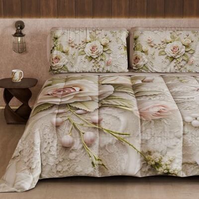 PETTI Artigiani Italiani Winter Quilt, Double Sided Double Duvet Plain and Digital Print, Shabby 04 334, 100% Microfibre, Made in Italy PETTI Artigiani Italiani Winter Quilt, Double Sided Double Duvet Plain and Digital Print, Shabby 04 334, 100% Microfibre, Made in Italy