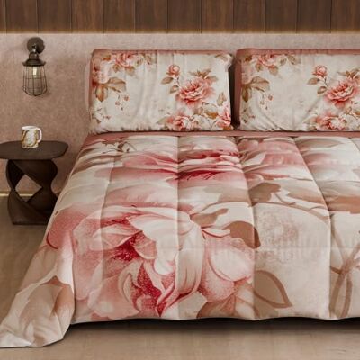 PETTI Artigiani Italiani Winter Quilt, Winter Duvet, Double Sided Quilt, Solid Colour and Digital Floral Print 04 156, 100% Microfibre, Made in Italy PETTI Artigiani Italiani Winter Quilt, Winter Duvet, Double Sided Quilt, Solid Colour and Digital Floral Print 04 156, 100% Microfibre, Made in Italy