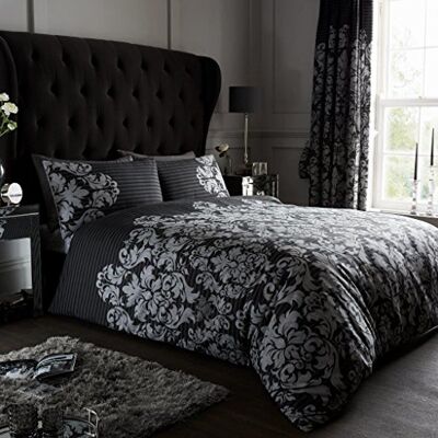 GC GAVENO CAVAILIA Empire Damask Double Duvet Set Black Reversible Easy Care Cotton Blend 3 Piece Bedding 1 Quilt Cover + 2 Pillow Cases Button Closure Machine Washable GC GAVENO CAVAILIA Empire Damask Double Duvet Set Black Reversible Easy Care Cotton Blend 3 Piece Bedding 1 Quilt Cover + 2 Pillow Cases Button Closure Machine Washable
