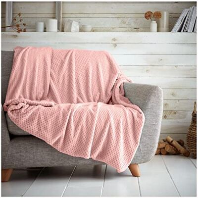 GC GAVENO CAVAILIA Fleece Throw Blanket For Sofa, Warm Fluffy Blankets, Soft Waffle Throws For Bed, Blush Pink, 200X240 GC GAVENO CAVAILIA Fleece Throw Blanket For Sofa, Warm Fluffy Blankets, Soft Waffle Throws For Bed, Blush Pink, 200X240