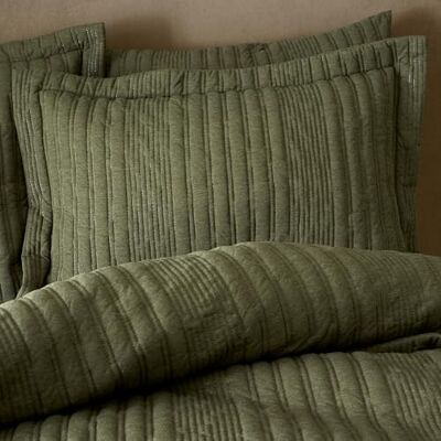 Pineapple Elephant Tamba Jersey Stripe Quilted Oxford Pillowcase Pair Olive Green Pineapple Elephant Tamba Jersey Stripe Quilted Oxford Pillowcase Pair Olive Green