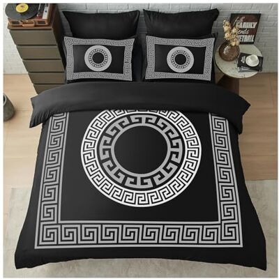 GC GAVENO CAVAILIA Greek Double Duvet Set Easy Care Microfiber Quilt Cover with Pillowcases Lightweight & Durable Duvet Comforter Geometric Style Bedding Set, Black GC GAVENO CAVAILIA Greek Double Duvet Set Easy Care Microfiber Quilt Cover with Pillowcases Lightweight & Durable Duvet Comforter Geometric Style Bedding Set, Black
