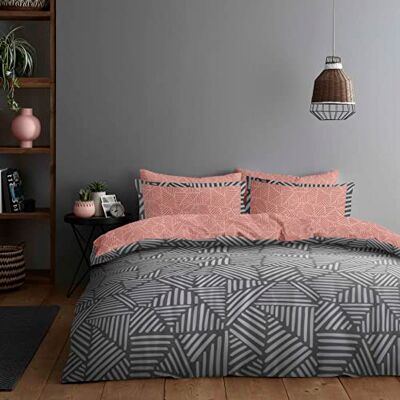 Super Dreamer 4 Pcs Printed Striped Bedding Set- Reversible Duvet Cover Double,Soft Bedding Fitted Sheets with Pillowcases- Polycotton Complete Bed Set Super Dreamer 4 Pcs Printed Striped Bedding Set- Reversible Duvet Cover Double,Soft Bedding Fitted Sheets with Pillowcases- Polycotton Complete Bed Set