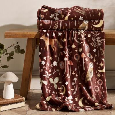 Catherine Lansfield Enchanted Twilight Animals Blanket Throw Chocolate Cosy Fleece 130x170cm Catherine Lansfield Enchanted Twilight Animals Blanket Throw Chocolate Cosy Fleece 130x170cm
