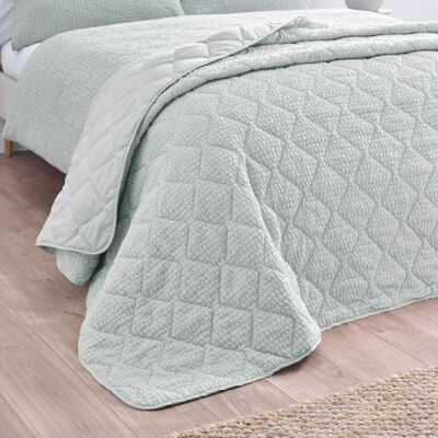 Catherine Lansfield Crinkle Seersucker Texture 220x220cm Bedspread Green Catherine Lansfield Crinkle Seersucker Texture 220x220cm Bedspread Green
