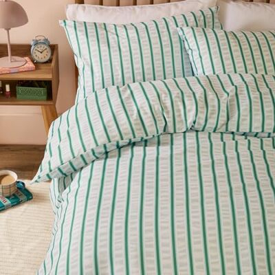 furn. Duvet Day Hettie Duvet Cover Set – Reversible Ultra Soft Striped Seersucker Effect Bedding Set (Blue/Green Double) furn. Duvet Day Hettie Duvet Cover Set – Reversible Ultra Soft Striped Seersucker Effect Bedding Set (Blue/Green Double)