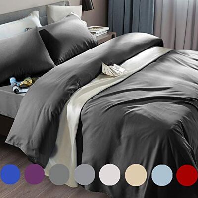 SONORO KATE Bed Sheet Set Super Soft Microfiber 1800 Thread Count Luxury Egyptian Sheets Fit 18-24 Inch Deep Pocket Mattress Wrinkle and Hypoallergenic-6 Piece (Dark Grey, King) SONORO KATE Bed Sheet Set Super Soft Microfiber 1800 Thread Count Luxury Egyptian Sheets Fit 18-24 Inch Deep Pocket Mattress Wrinkle and Hypoallergenic-6 Piece (Dark Grey, King)