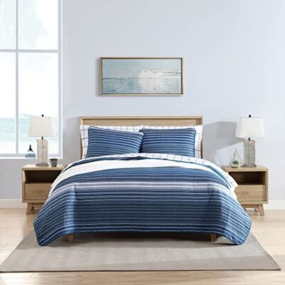 Nautica Luxury Ultra Soft Cotton Comforter 3 Piece Set, Stylish Delicate Design for Home Décor, 100%, Dark Blue/Medium Blue, Full/Queen Nautica Luxury Ultra Soft Cotton Comforter 3 Piece Set, Stylish Delicate Design for Home Décor, 100%, Dark Blue/Medium Blue, Full/Queen