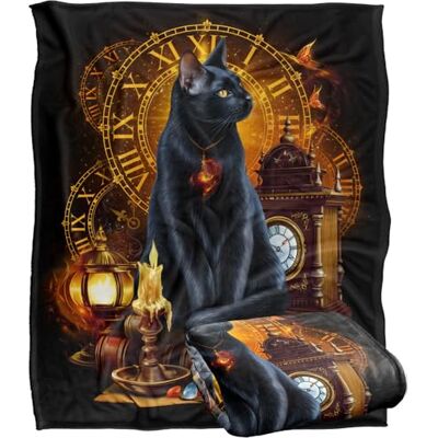 LOGOVISION Jq Licensing En Black Cat Time Clocks Silky Touch Super Soft Throw Blanket 152 X 127 Cm LOGOVISION Jq Licensing En Black Cat Time Clocks Silky Touch Super Soft Throw Blanket 152 X 127 Cm