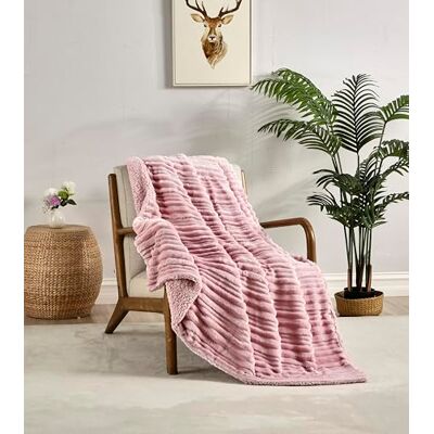 Miracle Home . Fleece Blanket Reversible Microfiber Zircon Velvet Flannel and Sherpa 280GSM-180GSM, Soft, Warm and Lightweight, Machine Washable, 220 X 240 cm, Pink Miracle Home . Fleece Blanket Reversible Microfiber Zircon Velvet Flannel and Sherpa 280GSM-180GSM, Soft, Warm and Lightweight, Machine Washable, 220 X 240 cm, Pink