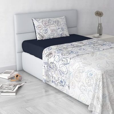 Italian Bed Linen Fashion Bed Sheet Set, Made in Italy, Soft Microfibre Bed Set, Fitted Sheet, Top Sheet 150 x 270 cm and Pillowcase with Inner Flap, Single, Travel Life Italian Bed Linen Fashion Bed Sheet Set, Made in Italy, Soft Microfibre Bed Set, Fitted Sheet, Top Sheet 150 x 270 cm and Pillowcase with Inner Flap, Single, Travel Life