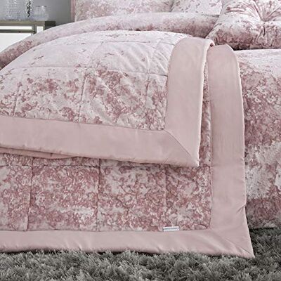 Catherine Lansfield Crushed Velvet Quilted 220x220cm Bedspread Blush Pink Catherine Lansfield Crushed Velvet Quilted 220x220cm Bedspread Blush Pink
