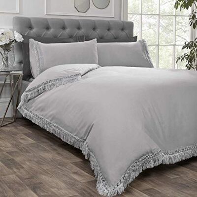 Rapport Home Tia Trelis Duvet Set (Double, Silver) Rapport Home Tia Trelis Duvet Set (Double, Silver)