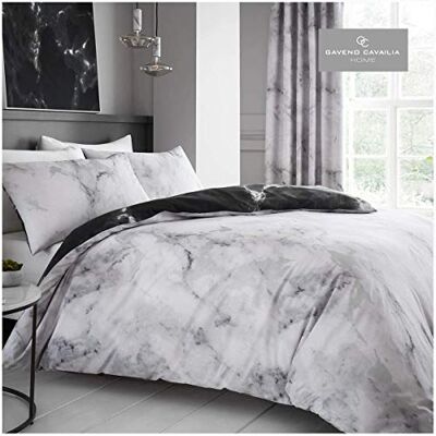 GC GAVENO CAVAILIA GAVENO CAVAILIA Cavailia Luxurious MARBLE Bed Set with Duvet Cover and Pillow Cases, Polyester-Cotton, White, Single, white-marble GC GAVENO CAVAILIA GAVENO CAVAILIA Cavailia Luxurious MARBLE Bed Set with Duvet Cover and Pillow Cases, Polyester-Cotton, White, Single, white-marble