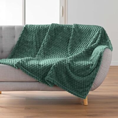 Douceur d'Intérieur , 125 x 150cm Mini Frosty Cedar Flannel Relief Plain Blanket Douceur d'Intérieur , 125 x 150cm Mini Frosty Cedar Flannel Relief Plain Blanket