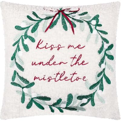 furn. Mistletoe Wreath Feather Filled Cushion – Bouclé Embroidered Christmas Mistletoe Pillow with Velvet Reverse (Multicolour 45x45cm) furn. Mistletoe Wreath Feather Filled Cushion – Bouclé Embroidered Christmas Mistletoe Pillow with Velvet Reverse (Multicolour 45x45cm)