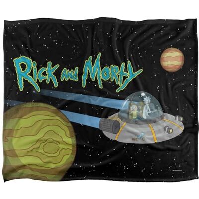 RICK & MORTY Rick and Morty In Space Silky Touch Super Soft Throw Blanket 152 X 127 cm, White RICK & MORTY Rick and Morty In Space Silky Touch Super Soft Throw Blanket 152 X 127 cm, White