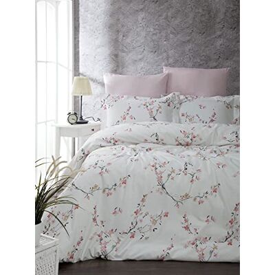 Nuit Des Rêves Ranforce King Quilt Cover Set (200 x 220 cm), 100% Cotton, White & Salmon, 2 Pillowcases (80 x 80 cm), Machine Washable, Elegant Design with Button Closure Nuit Des Rêves Ranforce King Quilt Cover Set (200 x 220 cm), 100% Cotton, White & Salmon, 2 Pillowcases (80 x 80 cm), Machine Washable, Elegant Design with Button Closure
