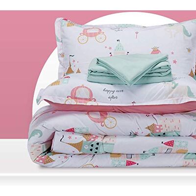 Zone Kids Twin Bedding Comforter Set Super Cute & Soft Kids Bedding 5 Pieces Set with Comforter, Sheet, Pillowcase & Sham (Princess Castle) Zone Kids Twin Bedding Comforter Set Super Cute & Soft Kids Bedding 5 Pieces Set with Comforter, Sheet, Pillowcase & Sham (Princess Castle)