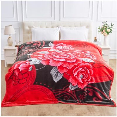 GC GAVENO CAVAILIA Heavy Floral Blanket Throw 2 Ply Reversible Red Rose 7kg Weighted Blanket Large King Size Bed Throw Deep Sleep (200 x 240 cm) Extra Soft, Warm-Plush Comfort Blanket GC GAVENO CAVAILIA Heavy Floral Blanket Throw 2 Ply Reversible Red Rose 7kg Weighted Blanket Large King Size Bed Throw Deep Sleep (200 x 240 cm) Extra Soft, Warm-Plush Comfort Blanket