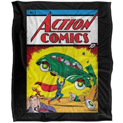 DC Comics Superman Action No. 1 Silky Touch Super Soft Throw Blanket 152 X 127 cm, White DC Comics Superman Action No. 1 Silky Touch Super Soft Throw Blanket 152 X 127 cm, White