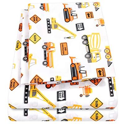Sweet Home Collection 1500 Supreme Kids Bed Sheet Collection Fun Colorful and Comfortable Boys and Girls Toddler Sheet Sets Deep Pocket Wrinkle Free Soft and Cozy Bedding Full, Construction Sweet Home Collection 1500 Supreme Kids Bed Sheet Collection Fun Colorful and Comfortable Boys and Girls Toddler Sheet Sets Deep Pocket Wrinkle Free Soft and Cozy Bedding Full, Construction