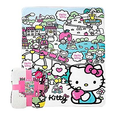Northwest Hello Kitty Silk Touch Sherpa Throw Blanket, 60" x 80", My Cute World Northwest Hello Kitty Silk Touch Sherpa Throw Blanket, 60" x 80", My Cute World