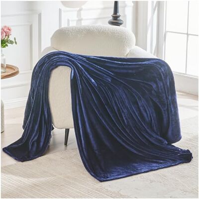 GC GAVENO CAVAILIA Flannel Fleece Throw Blanket King Size 200x240 Cm Navy GC GAVENO CAVAILIA Flannel Fleece Throw Blanket King Size 200x240 Cm Navy