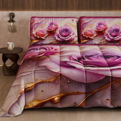 PETTI Artigiani Italiani Winter Quilt, Winter Duvet, Double Sided Quilt, Solid Colour and Digital Floral Print 06 8, 100% Microfibre, Made in Italy PETTI Artigiani Italiani Winter Quilt, Winter Duvet, Double Sided Quilt, Solid Colour and Digital Floral Print 06 8, 100% Microfibre, Made in Italy