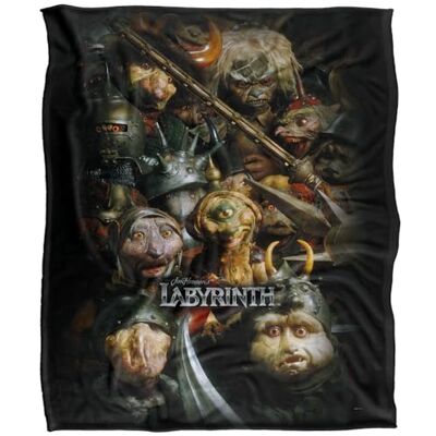 JIM HENSON Labyrinth Gaggle of Goblins Silky Touch Super Soft Throw Blanket 152 X 127 cm, White JIM HENSON Labyrinth Gaggle of Goblins Silky Touch Super Soft Throw Blanket 152 X 127 cm, White