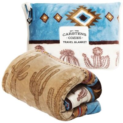 Carstens , INC. Travel Blanket, Premium Compact 2-in-1 Airplane Blanket/Pillow, Cactus Stripe Carstens , INC. Travel Blanket, Premium Compact 2-in-1 Airplane Blanket/Pillow, Cactus Stripe