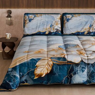 PETTI Artigiani Italiani Winter Quilt, Winter Duvet, Double Sided Quilt, Solid Colour and Digital Floral Print 06 15, 100% Microfibre, Made in Italy PETTI Artigiani Italiani Winter Quilt, Winter Duvet, Double Sided Quilt, Solid Colour and Digital Floral Print 06 15, 100% Microfibre, Made in Italy