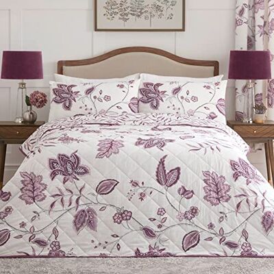 Dreams & Drapes Design Samira Quilted Bedspread 200cm X 230cm in Plum Dreams & Drapes Design Samira Quilted Bedspread 200cm X 230cm in Plum