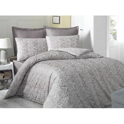 Nuit Des Rêves Luxurious Satin Double Quilt Cover Set (200 x 200 cm), Brown & White, 100% Cotton, 2 Pillowcases (80 x 80 cm), Machine Washable at 40°C, 210 Thread Count Nuit Des Rêves Luxurious Satin Double Quilt Cover Set (200 x 200 cm), Brown & White, 100% Cotton, 2 Pillowcases (80 x 80 cm), Machine Washable at 40°C, 210 Thread Count