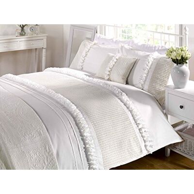 Homespace Direct Cream Single Duvet Quilt Cover Bed Set Bedding Seersucker & Ruffles Polycotton Homespace Direct Cream Single Duvet Quilt Cover Bed Set Bedding Seersucker & Ruffles Polycotton